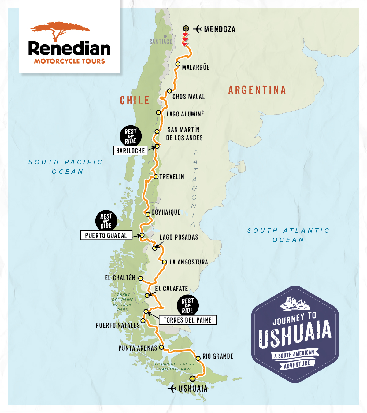Renedian's South America motorcycle tour map
